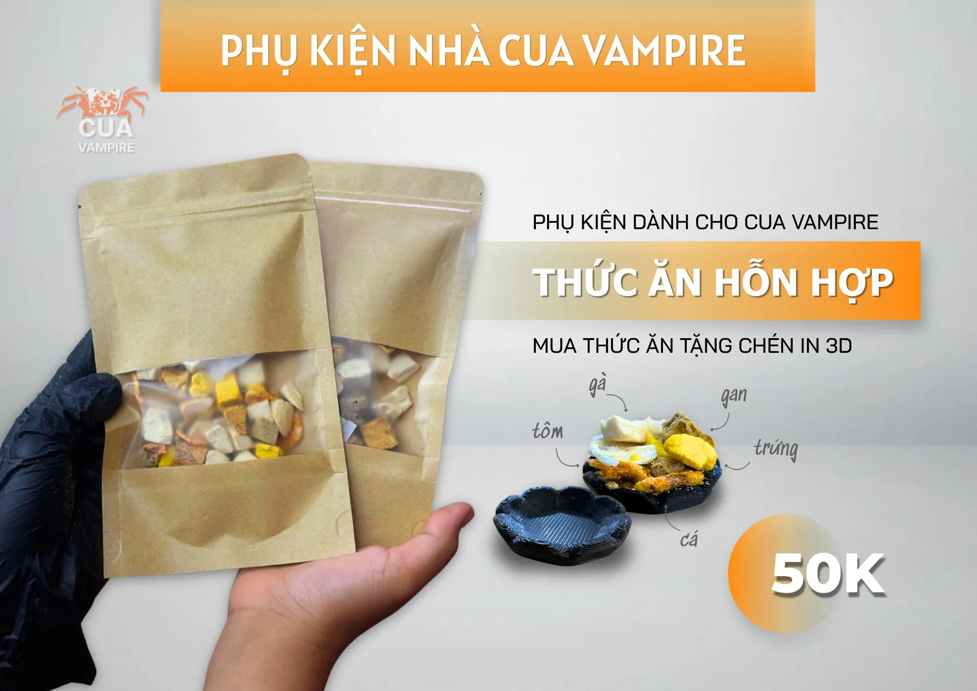 Hỗn hợp thức ăn đạm sấy (Cá Hồi, Gan, Gà và Trứng) - Gói 30gram